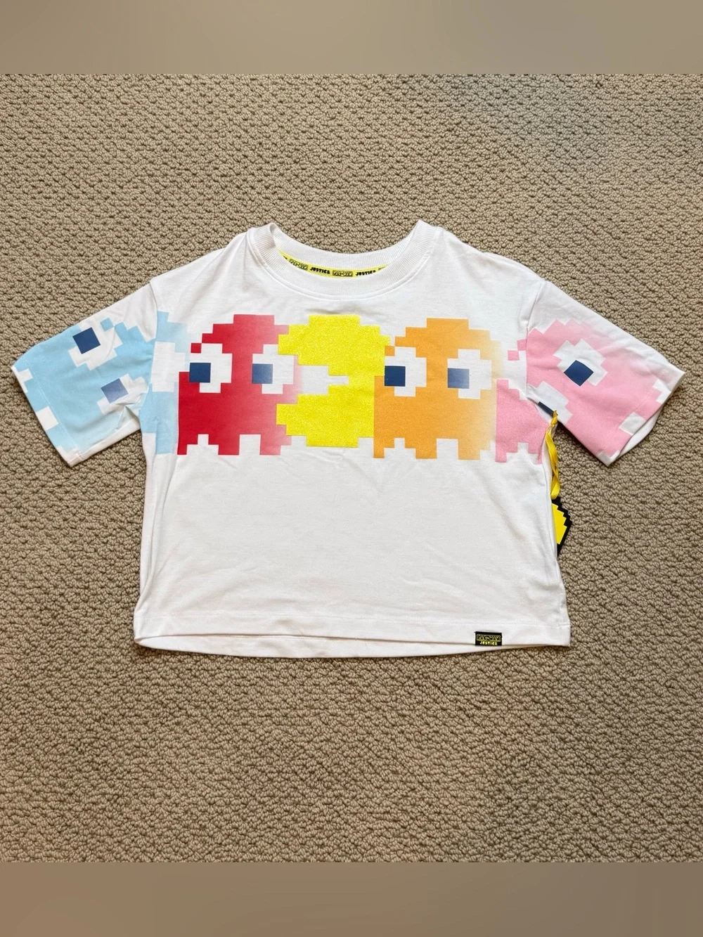 *NWT* Justice Girls’ Pac-Man Cropped Graphic Tee, Size L(12/14)
